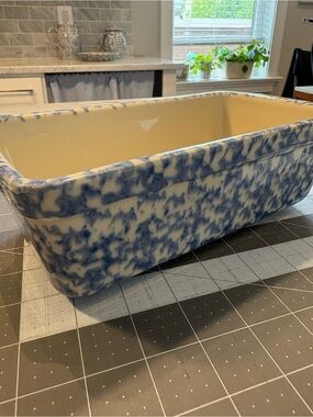 Roseville Pottery Blue Spongeware Loaf Pan